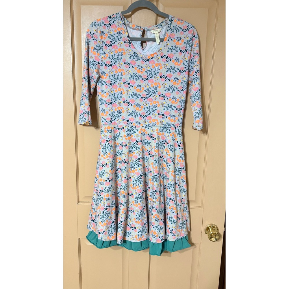 Matilda Jane x Joanna Gaines Floral Fit & Flare Dress Blue Pink Orange Size M